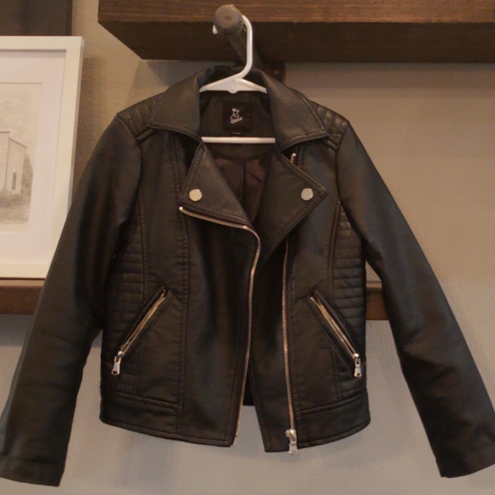 Like New! Black Faux Leather Moto Jacket